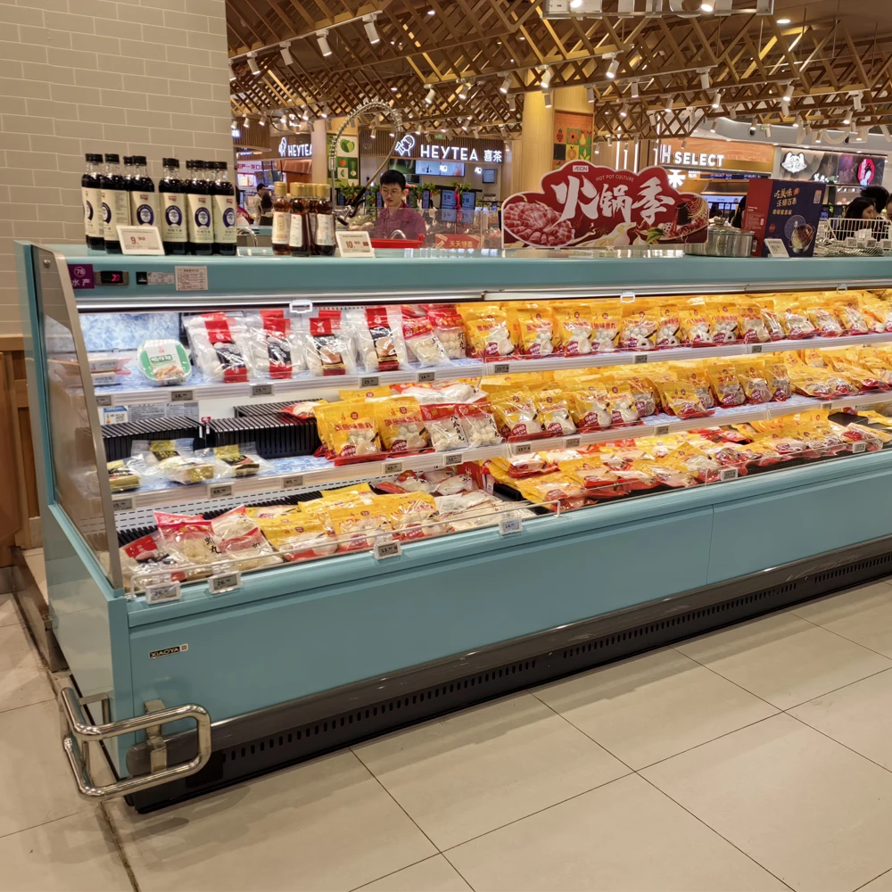 FOODLINE Customized Supermarket Upright Refrigerated Showcase Open Chiller SingleTemperature Air Cooling Cold Drink Refrigerator