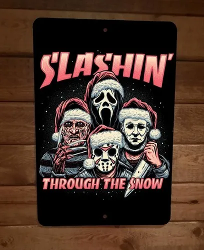 Slashin Through the Snow Jason Horror Icons  Metal Wall Sign Poster