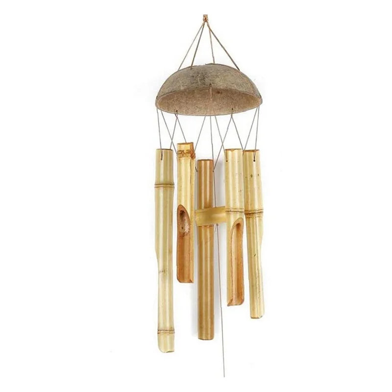 

VO-1 PCS Wind Chime Light Color Five Tube As Shown Bamboo Garden & Home Hanging Door Decoration