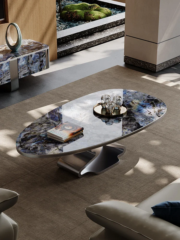 b217Minimalist Stone Plate Coffee Table High Sense Living Room Home Microlite Coffee Table TV Cabinet