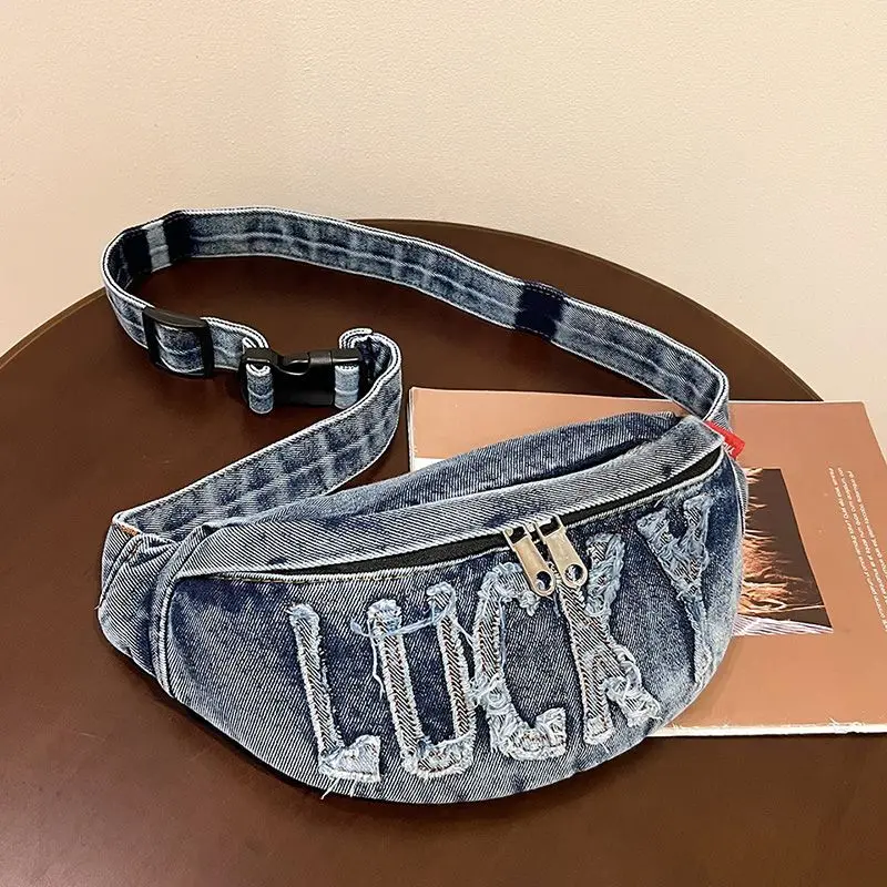 

Denim Chest Bags Shoulder Casual Fanny Pack Commuter Small Mountaineering Waist Men Canvas Belt Bag Fanny Pack Men