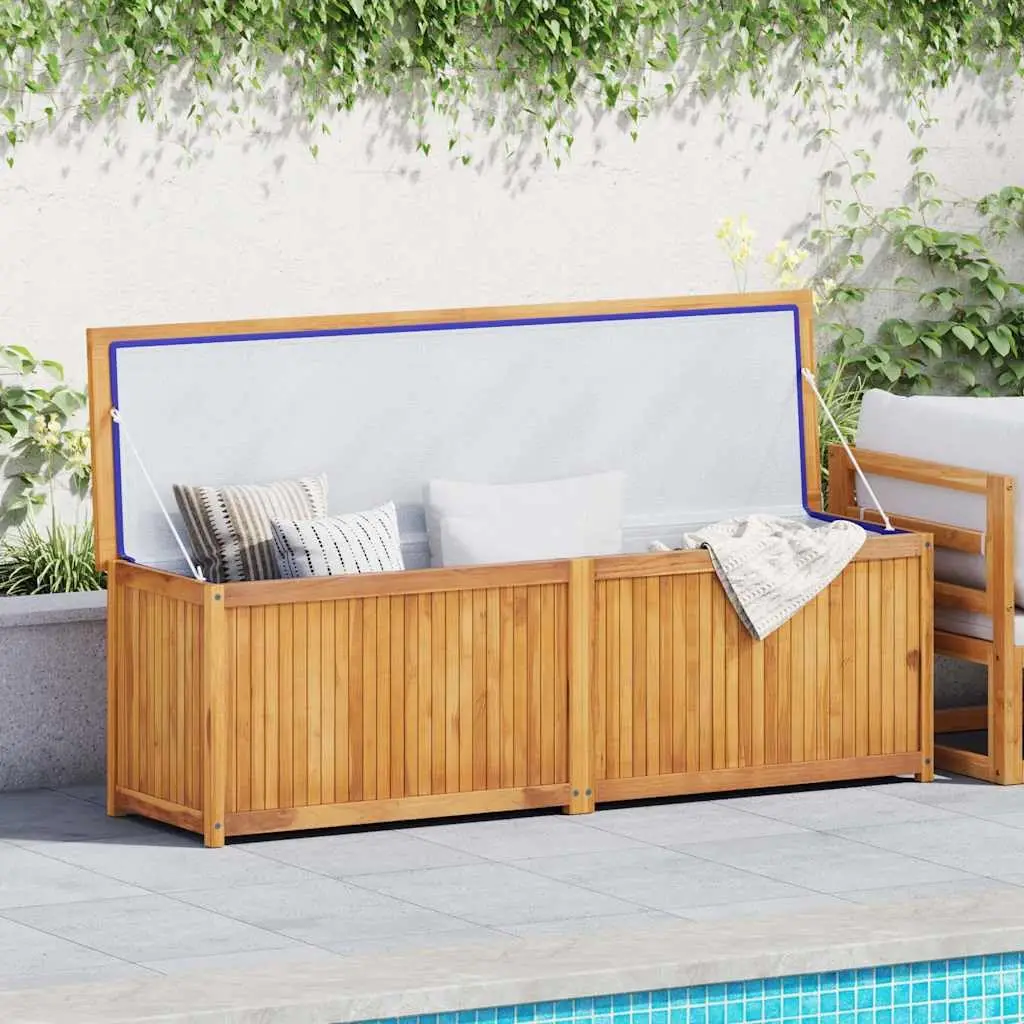Natural Teak Solid Wood Garden Storage Box 68.9 x 19.7 x 21.7 Inches, Weather-Resistant Outdoor Organizer with Easy, Customized