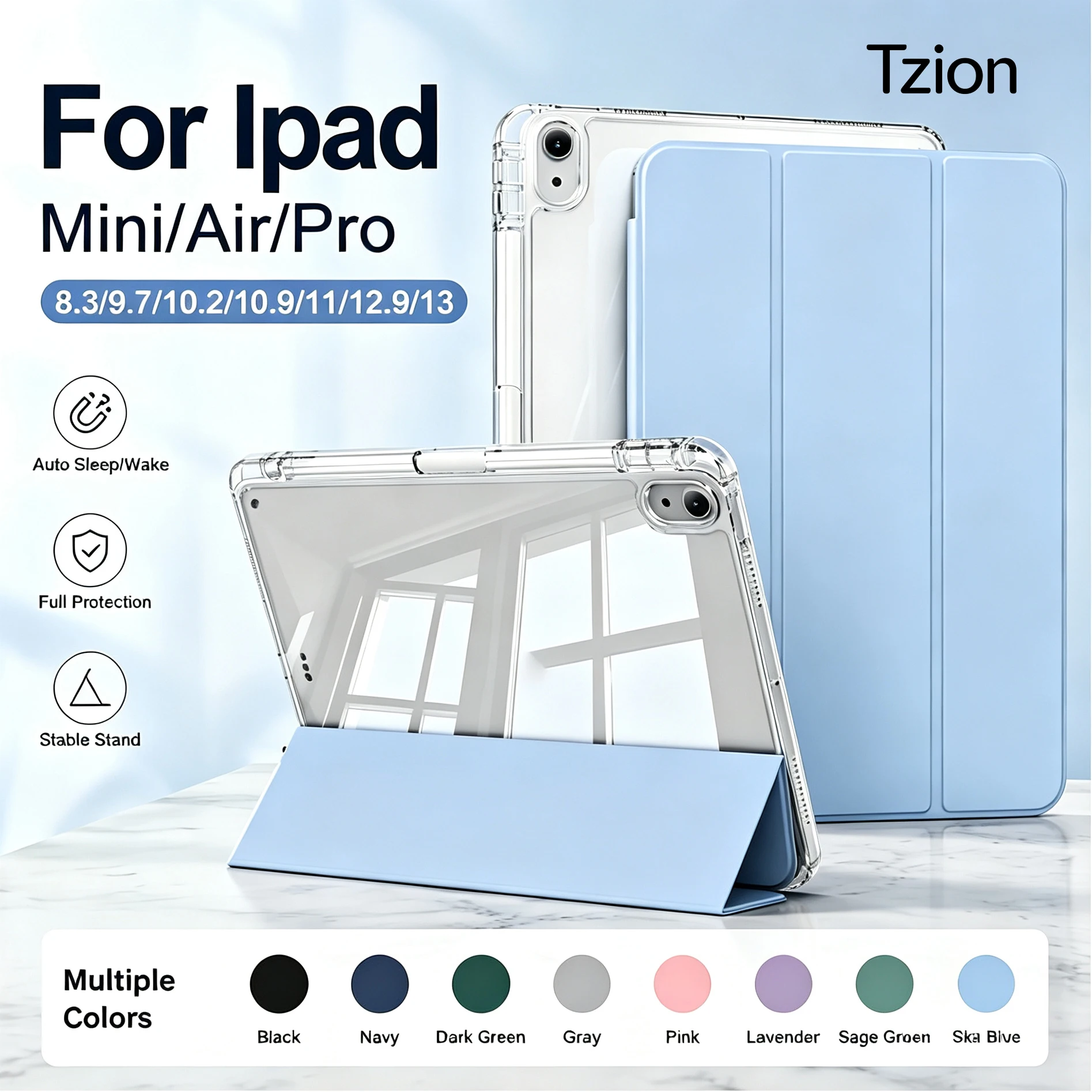 Tablet Case for Apple iPad mini Air Pro 8.3 9.7 10.2 10.5 10.9 11 12.9 13 11th 10th 9th 8th 7th 6th 5th Generation Smart Cover