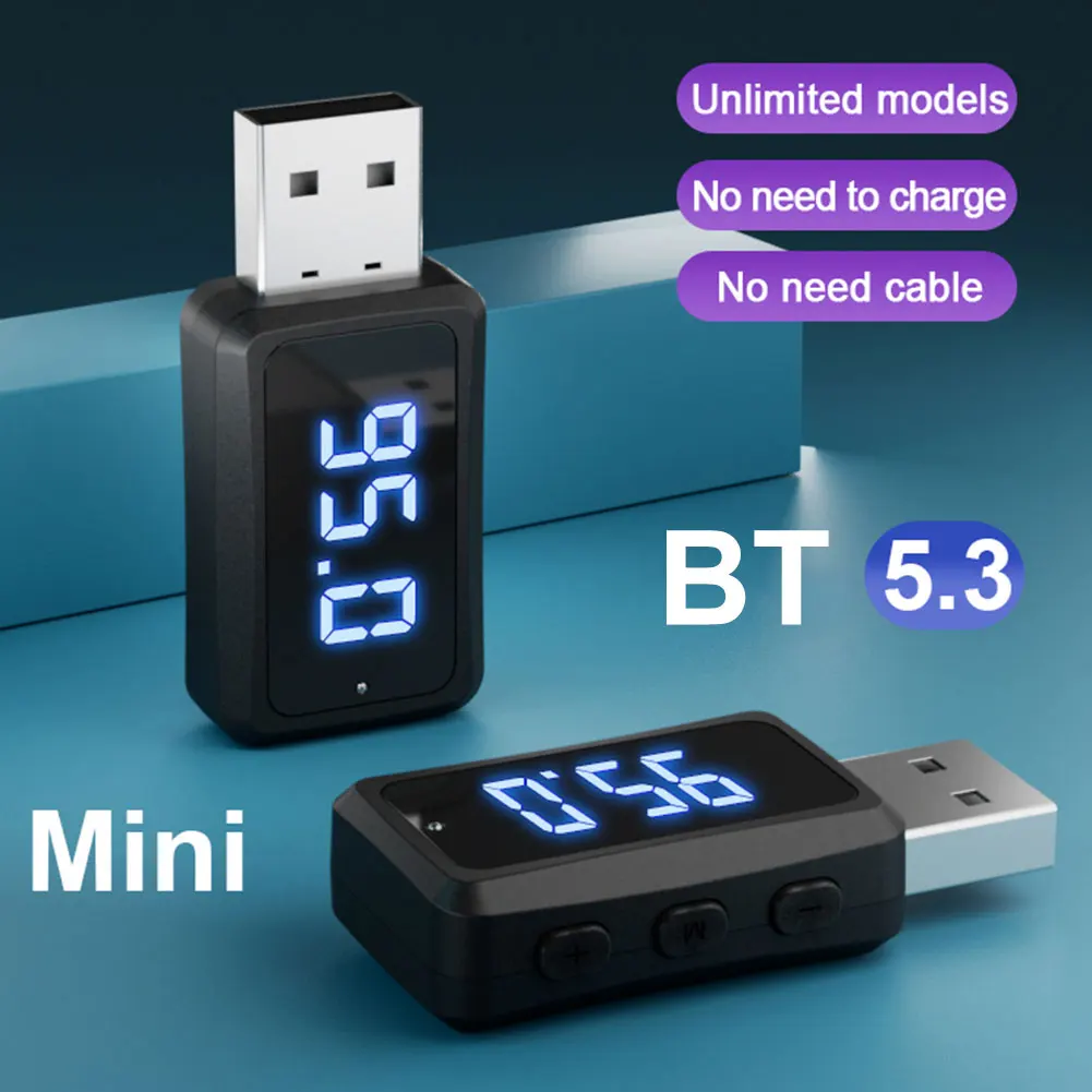 FM02 USB Wireless Receiver Transmitter Dongle Portable Mini USB Adapter Handsfree Call Bluetooth-Compatible for Car FM Radio