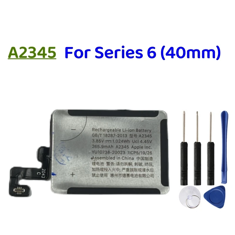 A2345 A2327 Replacement Battery For A2345 For Series 6 40mm, A2327 For Series 6 44mm Smart Watch Battery + Free Tools