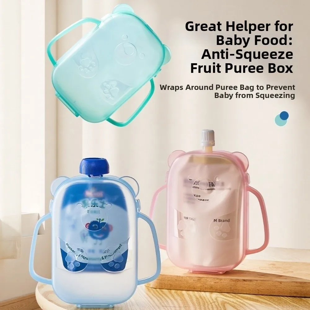 New Bear Shaped Squeeze Pouch Holder Anti-Squeeze Spill Proof Snack Squeezer With Handles Toddler Feeding Holder Toddler Feeding