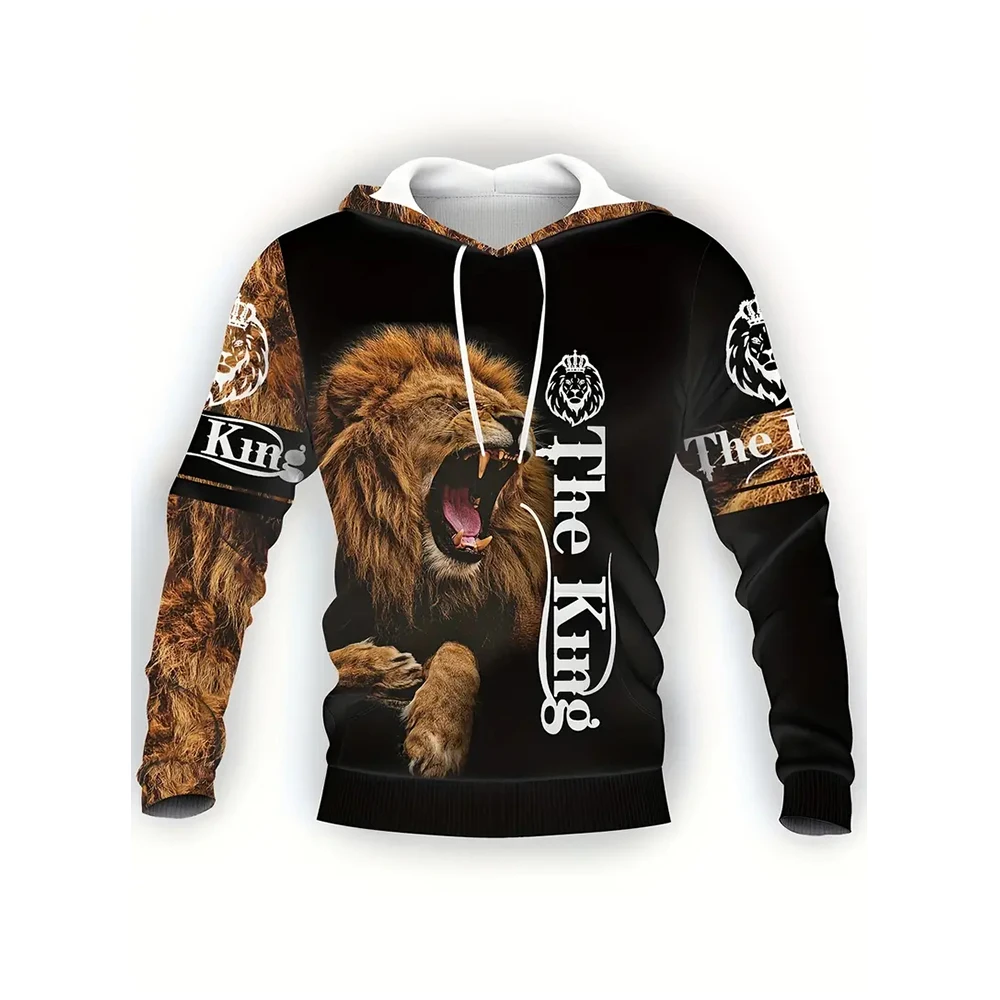 

Roaring Lion 3D Printed Hooded Sweatshirt-Slight Stretch Polyester Fabric,Regular Fit,Oversized Design for Men Casual Hoodies