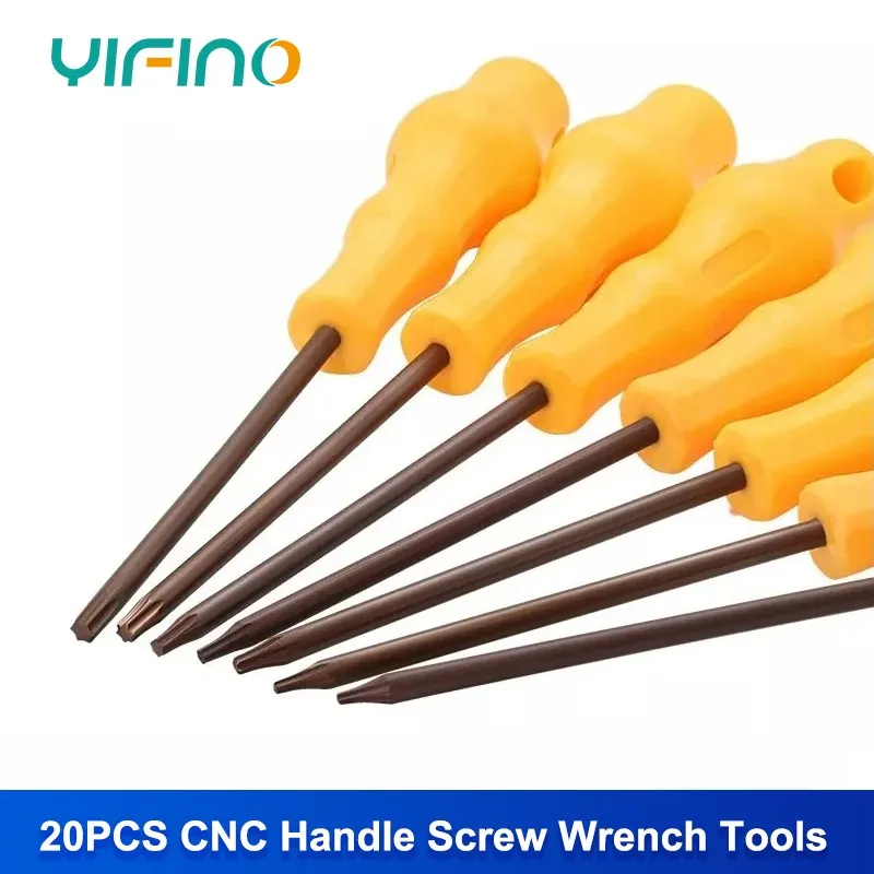 YIFINO 1/10/20Pcs Straight Handle Box Wrench Yellow CNC Tools Handle Screw Wrench T6 7 8 9 10 20