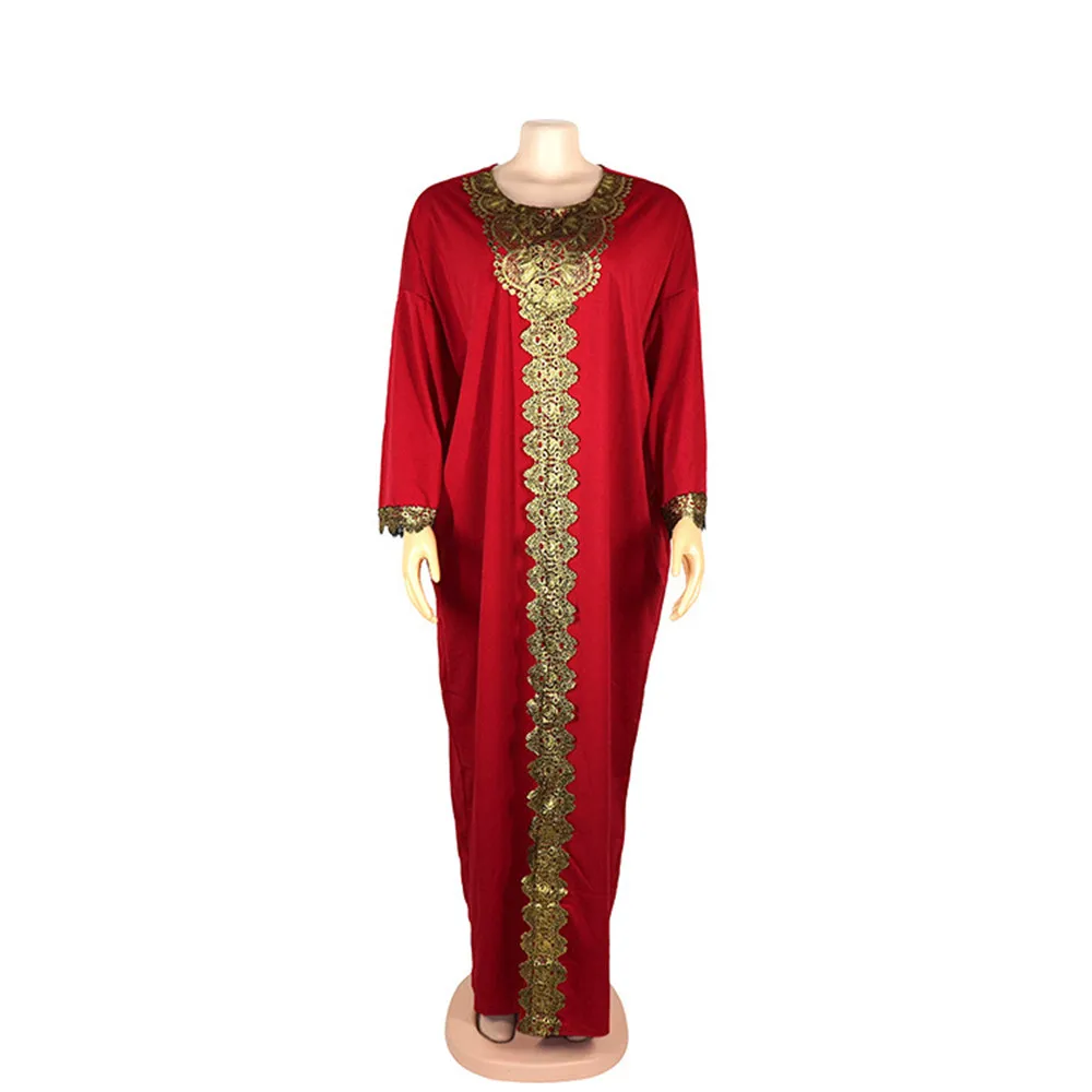 Islamic Clothing For Women Jelaba Muslim Style Abaya Women African OL Elastic Long Robe with Round Neck and Large Swing Skirt