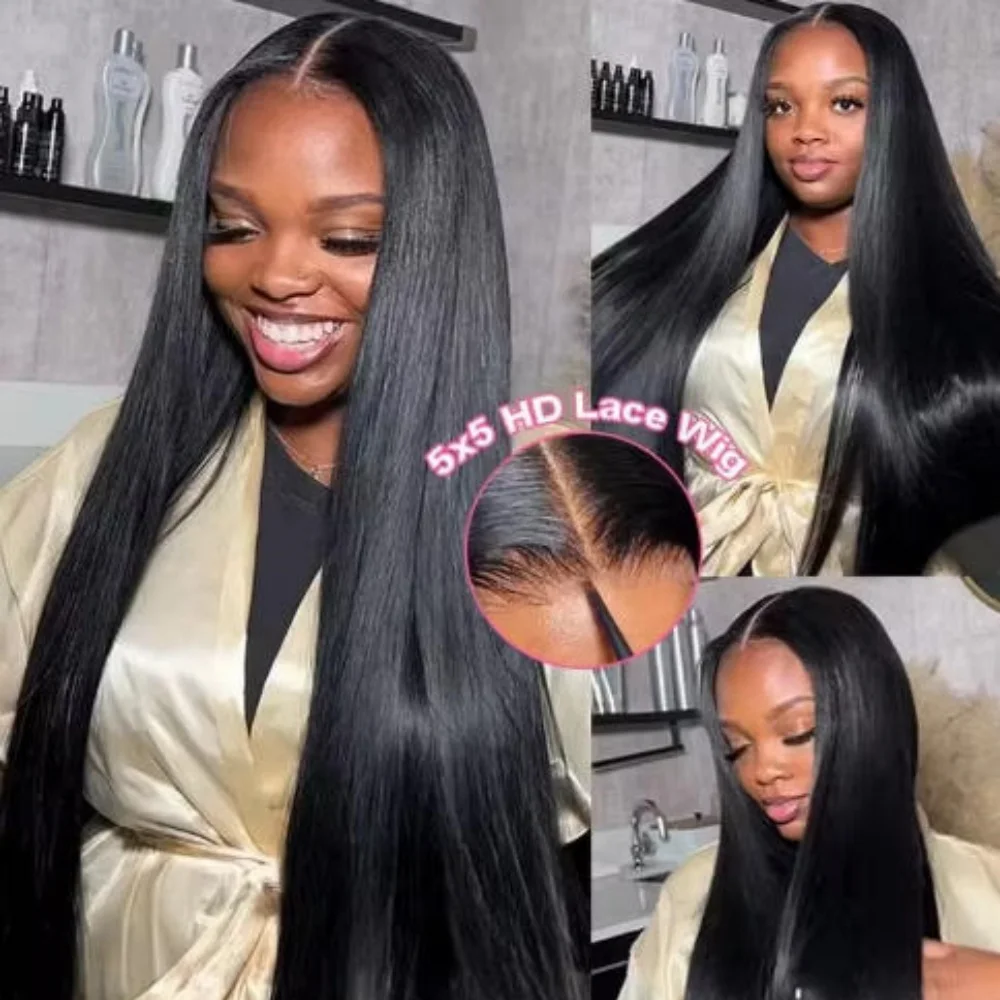 250% Brazilian Straight Human Hair Wigs 13x4 13x6 HD Transparent Lace Front Wigs Pre Plucked Baby Hair Natural Hairline Wigs For Black Women image 8