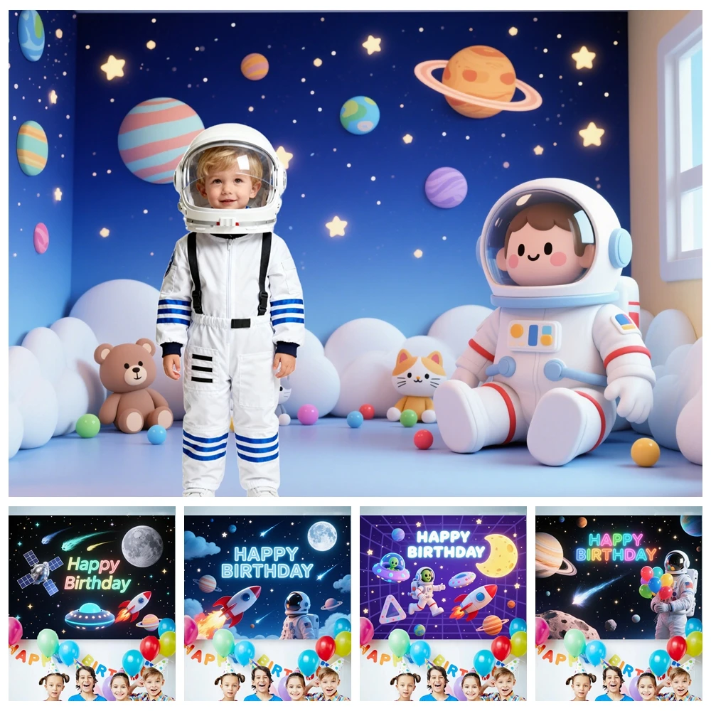 

Galaxy Space Universe Birthday Party Backdrop Photography Background Decoration Baby Shower Portrait Studio Custom Props Banner