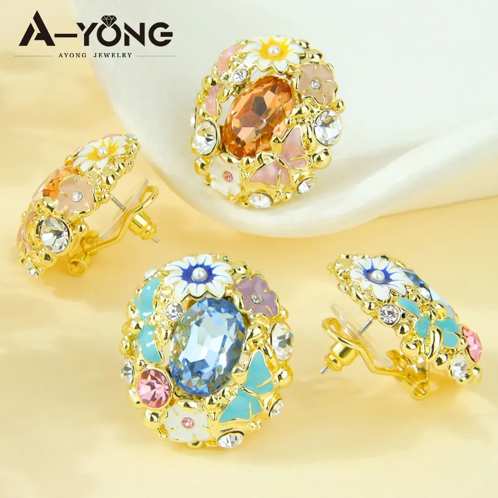 

2026 Elegant Multicolor Natural Stone Stud Earrings For Women Irregular Pink Purple Crystal Posting Earrings Fine Jewelry