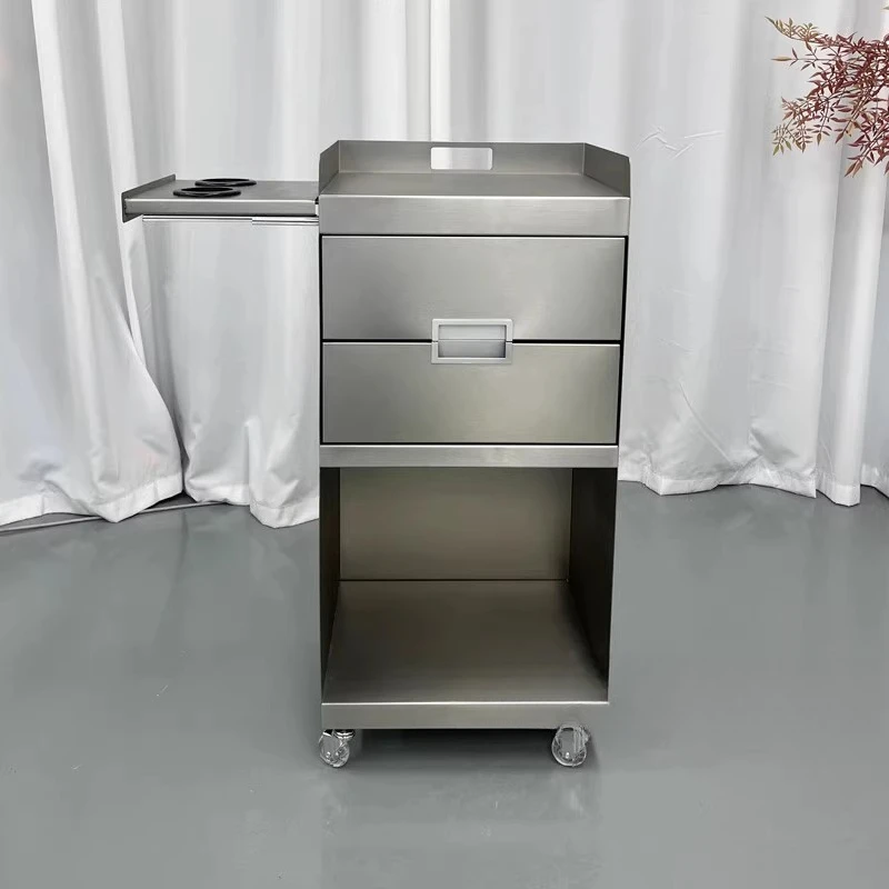 Spezifischer multifunktionaler Schneidwagen für den Friseursalon, beweglicher Aufbewahrungsschrank, Werkzeugschrank aus Edelstahl, Carrello-Möbel