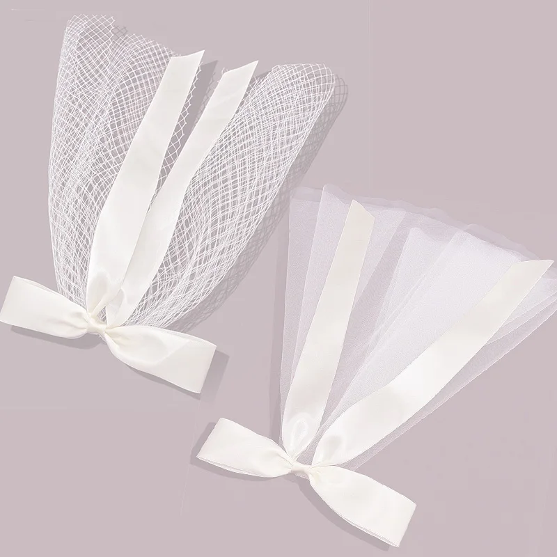 Nuovo velo da sposa con fermaglio per capelli fiocco carino velo da sposa in Tulle avorio bianco per gioielli da sposa accessori da sposa per il matrimonio