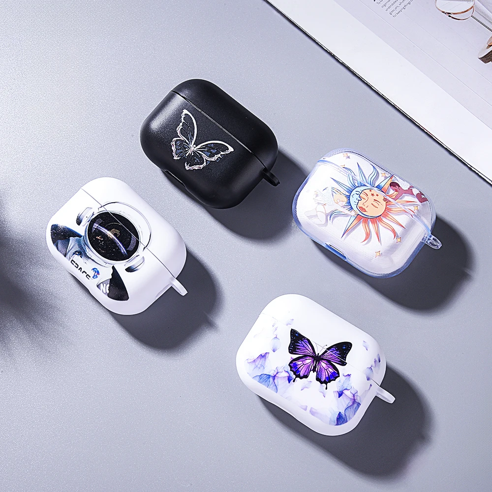 Apple Airpods,イヤホン,蝶,太陽,宇宙飛行士,ソフト,2,1,3プロ用のTPUカラーペイントカバー