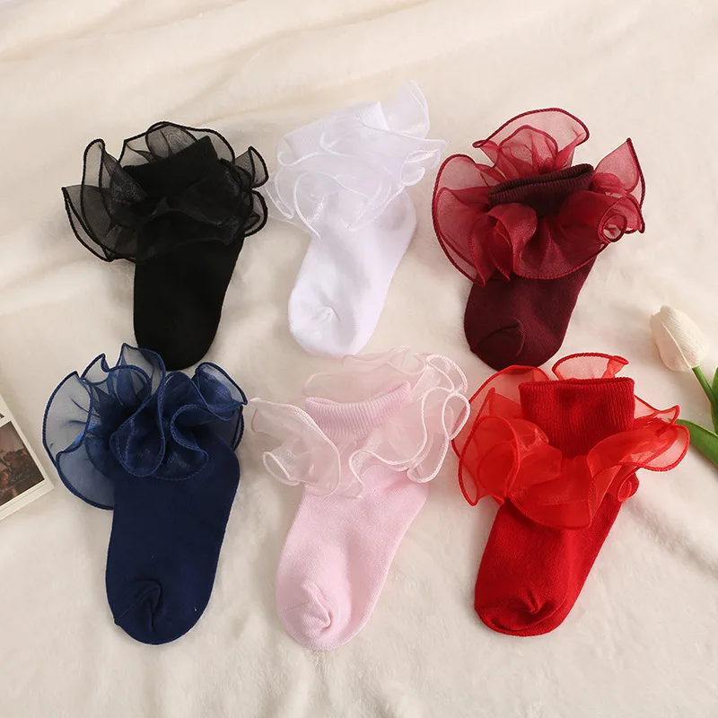 

Girls Lace Bow Socks Spring Summer Kids Children Short Sock Soft Cotton Lolita Princess Dance Socks for Toddlers Baby Clothing