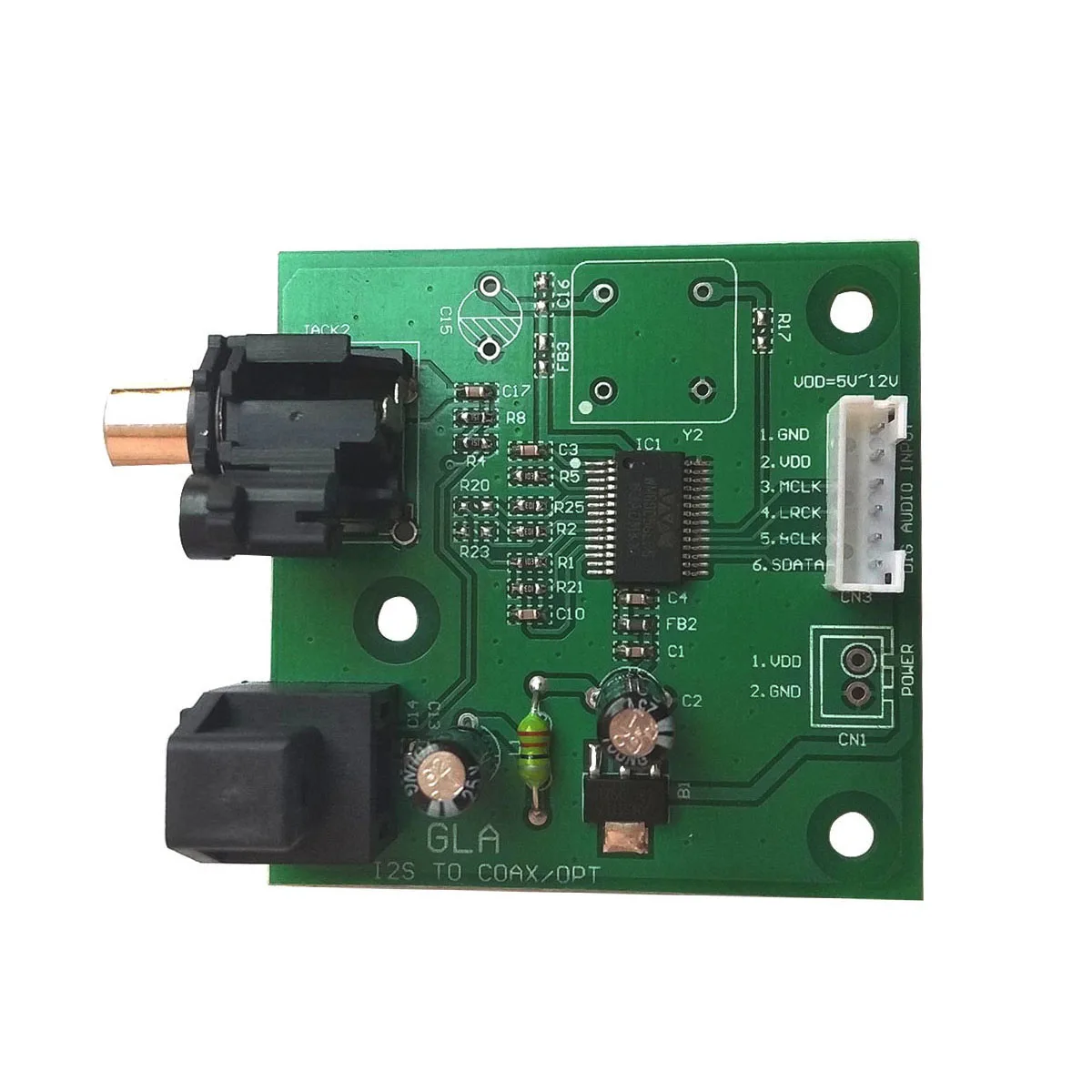 I2S to SPDIF coaxial Fiber output board/IIS input coaxial output support sampling 44.1K~192K I2S to COAX OPT