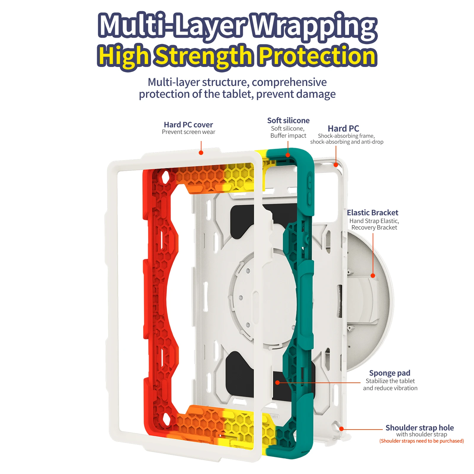 حافظة متينة دوارة بحزام يد ، 3 طبقات ، غطاء لينوفو أوكسباد ، علامة التبويب M11 ، حماية ، في ، ، من من من من من #6