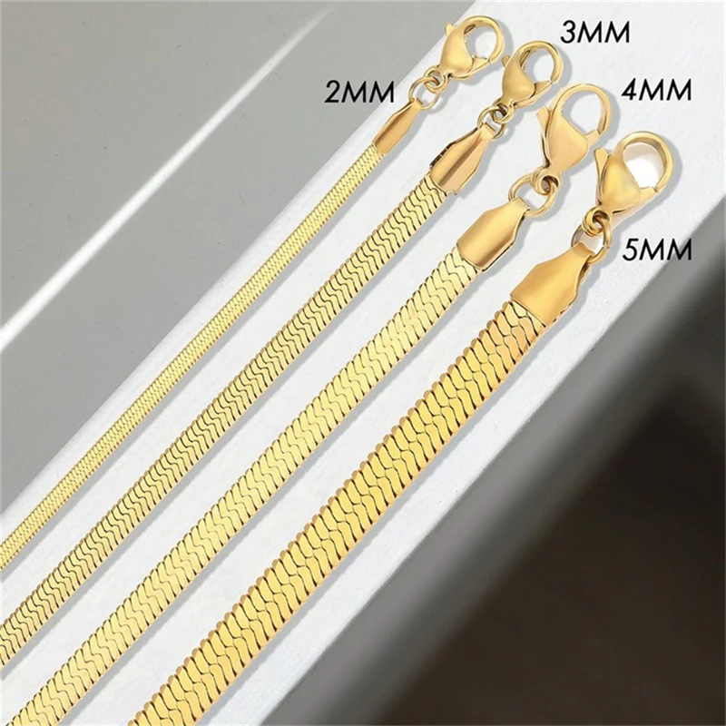Blade Chain Anklets for Women Gold Color Bracelet on The Leg Stainless Steel Snake Chains Fashion Beach Accessories Jewelry C046