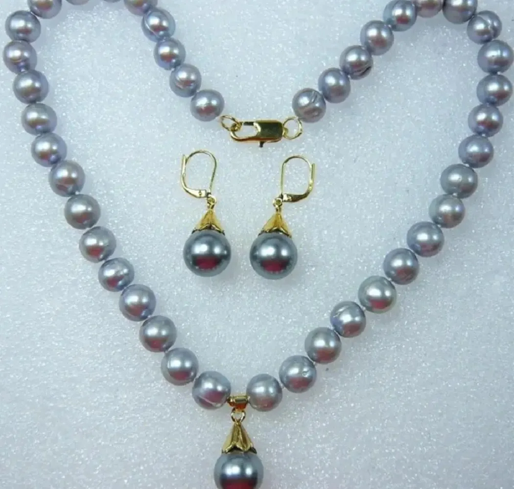 

Модное ожерелье с подвеской из натурального жемчуга Южного моря AAA8-9 мм, 18 дюймов + серьги 925 s