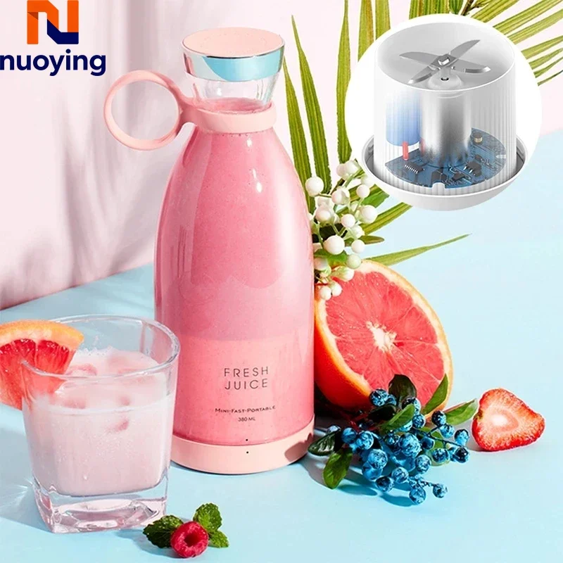 Licuadora portátil recargable, mezcladora inalámbrica para jugos frescos de 350 ml con cargador