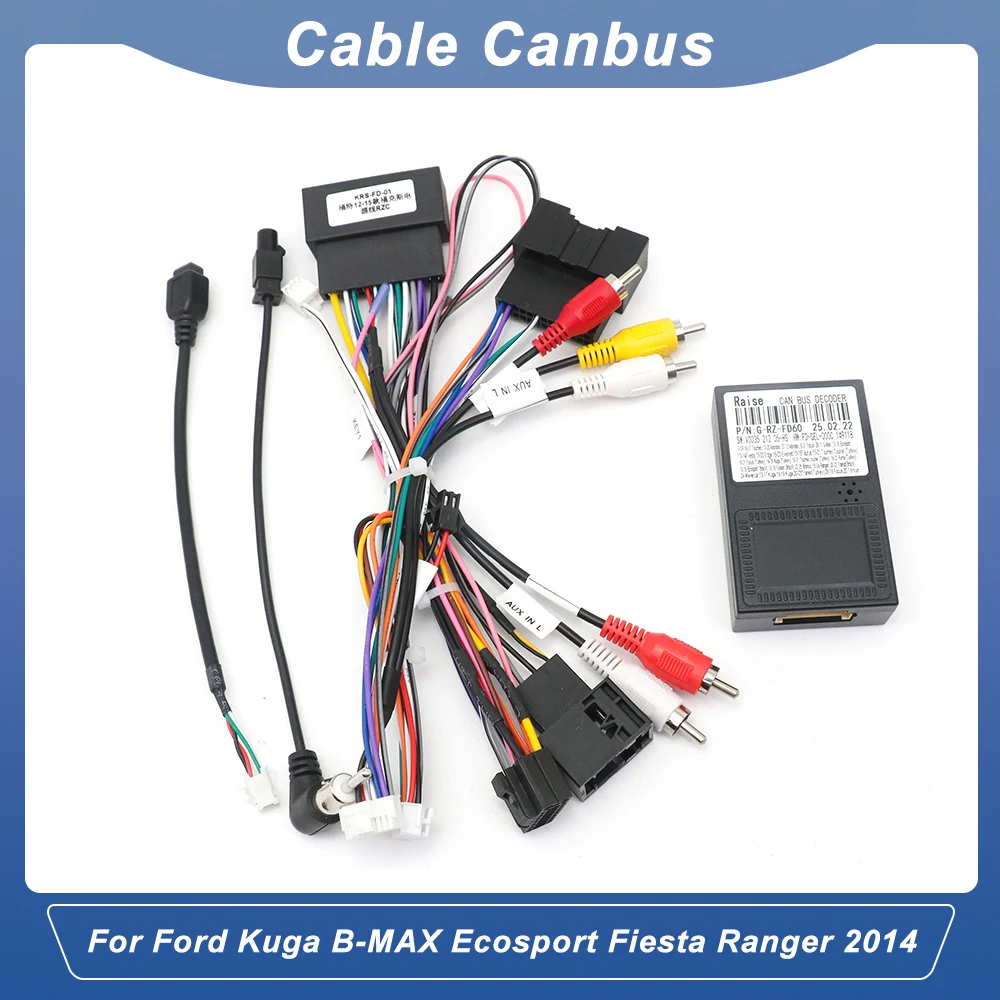 Car 16pin Wiring Harness Adapter Canbus Box Decoder Android Radio Power Cable for Ford Kuga B-MAX Ecosport Fiesta Ranger 2014