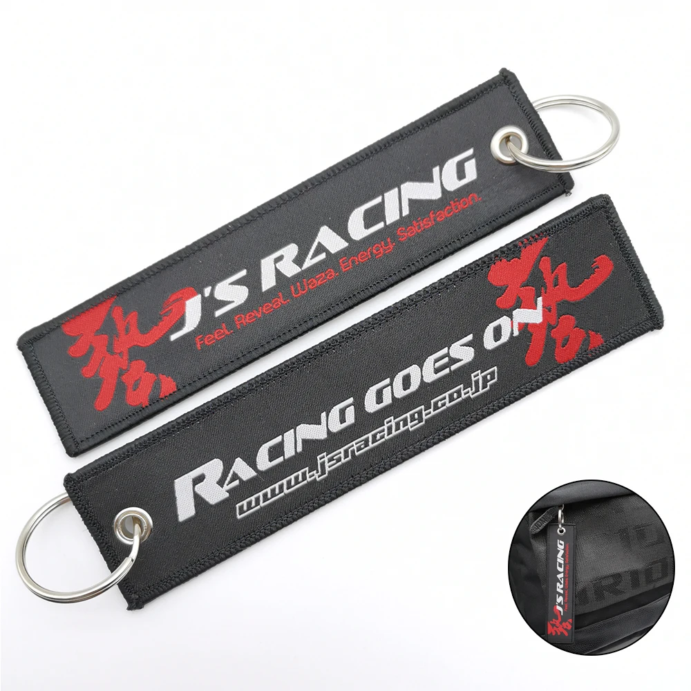 Js Racing Embroidered Keys Tag Keychains Jet Tag For Honda Keyring Car Keys Backpack Jewelry Accessories Gifts