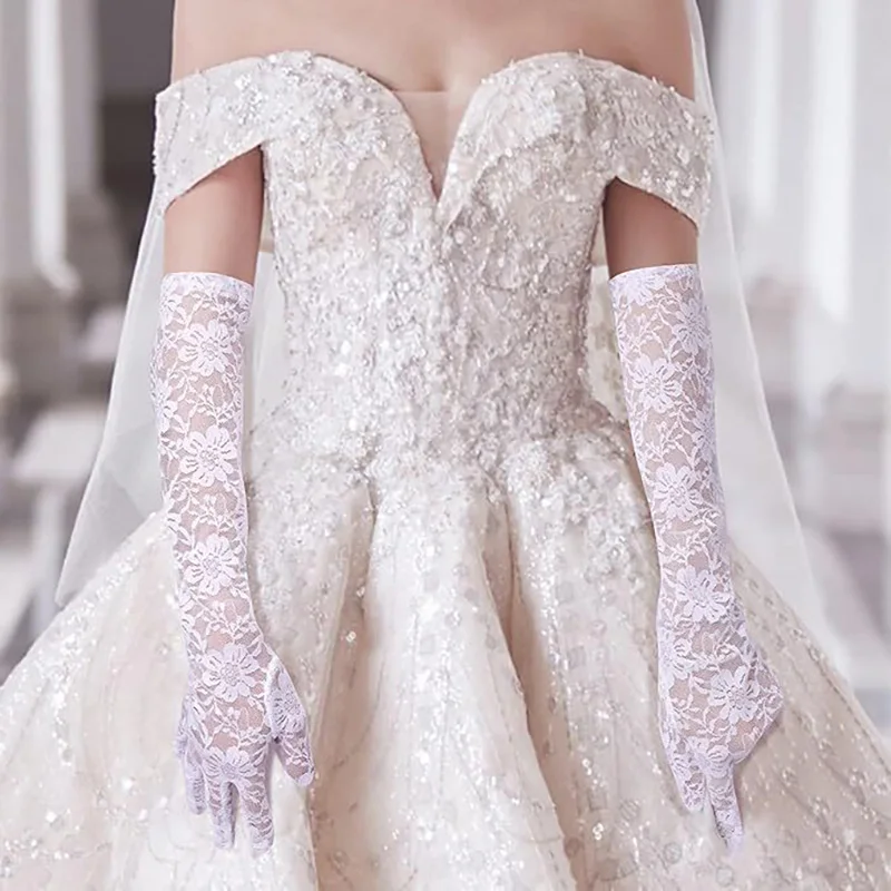 المرأة مثير جوفاء الدانتيل الصيف محرك الدراجات تنفس قفازات رقيقة شفافة رائعة آداب لوليتا تأثيري لينة 40 سنتيمتر