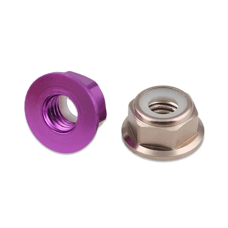 10pcs M2-M6 Colorful Anodized Aluminum Flange Lock Nuts / DIN6926 Nylon Insert Self-Locking Hex Nuts for RC Drone & DIY