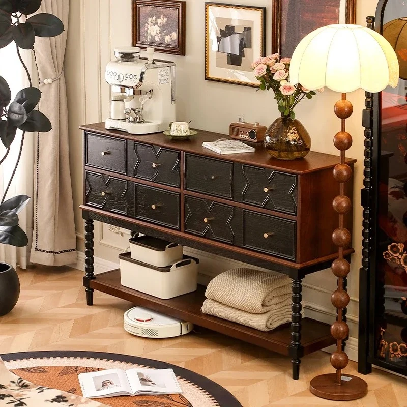 

Французский ретро-вход из цельного дерева, гостиная, проход, сундук, шкаф, перегородка, шкаф для хранения, стол 9338