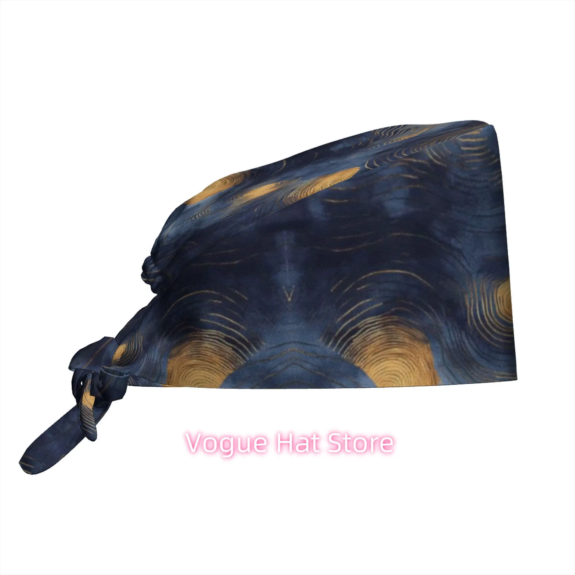 1pc Adjustable Work Cap Abstract Navy Golden Swirl Pattern Cap Stylish Artistic Design for Parties Outdoor Travel Holiday Gift U