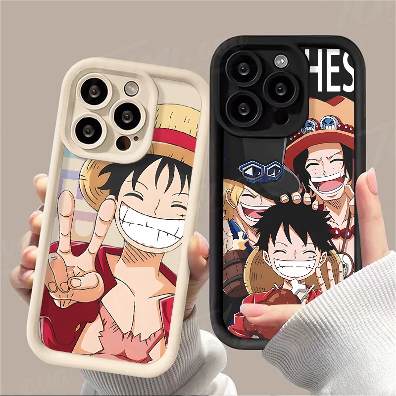 Anime quente o-one peças luffys nova capa de telefone para iphone 16 15 14 13 12 11 pro max mini xr xs x 7 8 6 6s plus macio tpu capa traseira