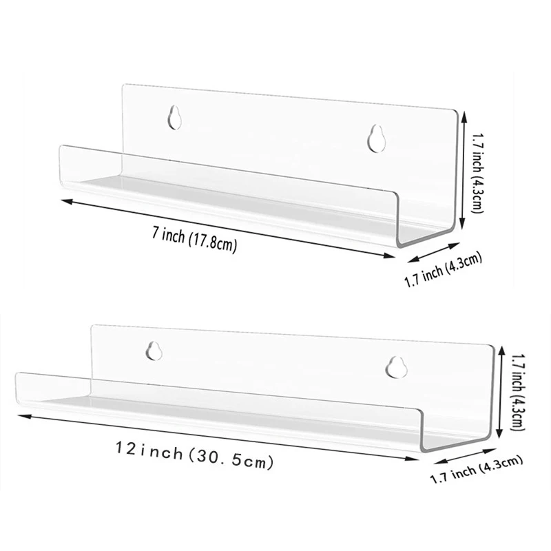 2/6/8pcs Transparent Acrylic Record Shelf Stand Wall Mounted Record Holder For Vinyl Album Display Storage Rack