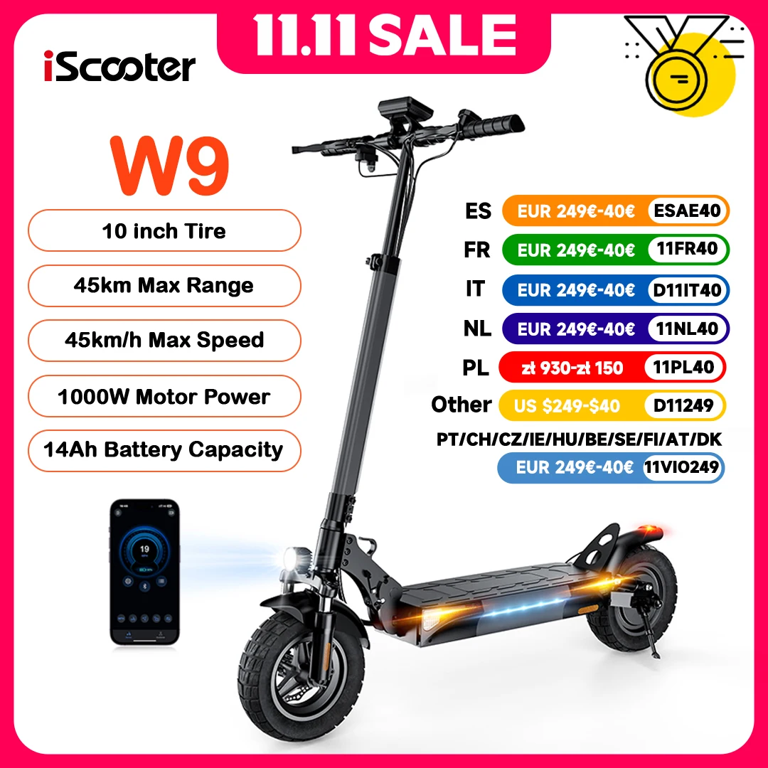 iScooter W9 elektromos roller 1000W 10 hüvelyk
