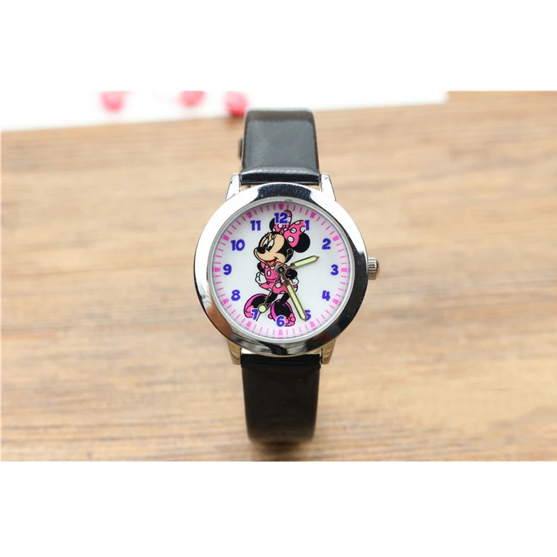 NEW Disney Minnie Mouse Kids Watch Mickey Minnie Mouse Anime Figure Watches Children Cartoon Quartz Watches for Girls Gifts Toys