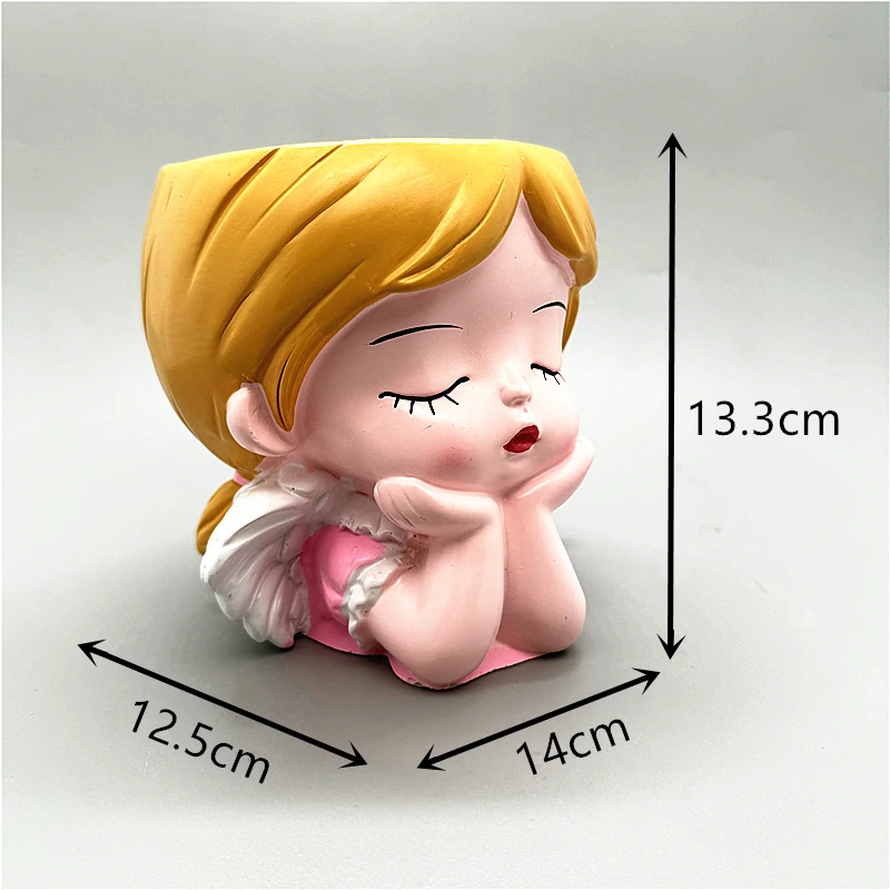Little Angel Flower Pot Large Silicone Mold DIY Flipped Resin Gypsum Concrete Crystal Dropping Glue Mold Handmade Crafts