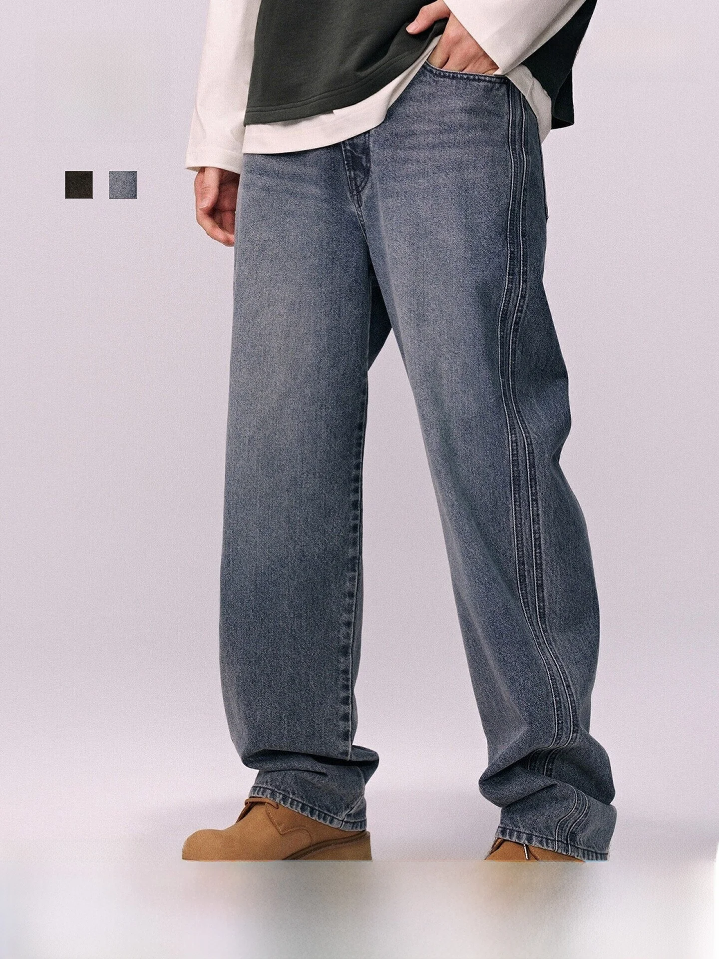 

Comfortable Straight Leg Men's Jeans Retro Summer Fashionable Commute Simple Loose H&M Denim Pants 1300712 Casual mid Waist