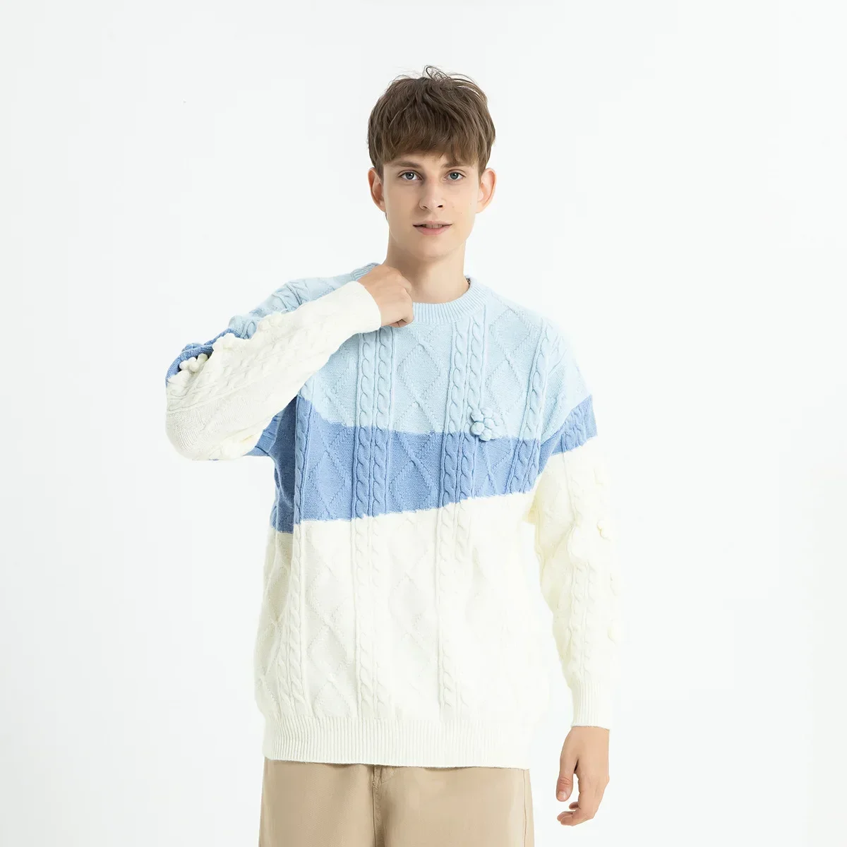 Pullover Rosa Farbverlauf Lose Pullover Rundhals Paar Strick Herbst/Winter