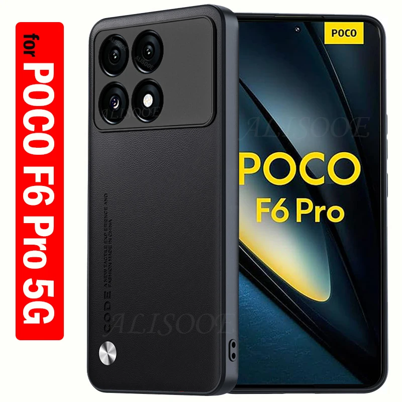 Funda for POCO F6 Pro 5G Case Luxury Carbon Fiber Texture PU-Leather Protection Cover for Xiaomi POCO F6 Pro Capa