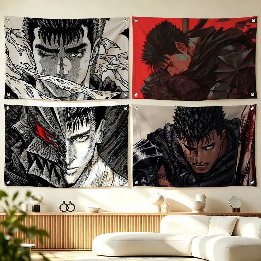G-Guts B-Berserk Anime  Flags Wall Hanging Tapestry Outdoor Garage Room Decorative flag Background Blanket