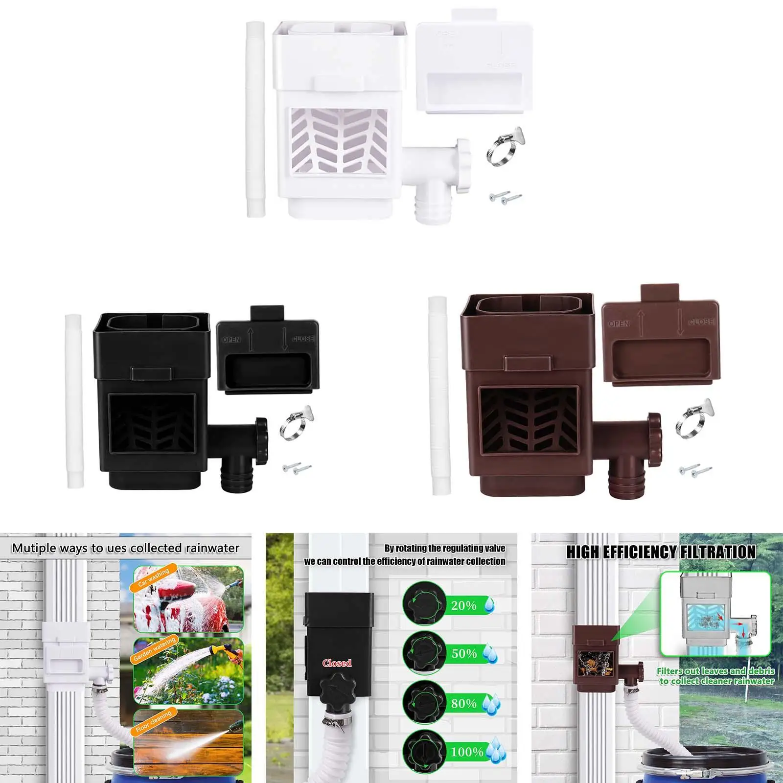 Rainwater Collection System Accessories Parts Easy to Use Rainwater Collector for Downspouts Watering Backyard Gardening Lawn