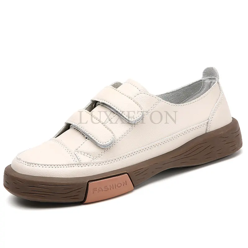 Women Flats Lace Up Female Walking Shoes Genuine Leather Slip-On Non-slip Solid Mujer Women Sneaker Comfortable Casual Shoes