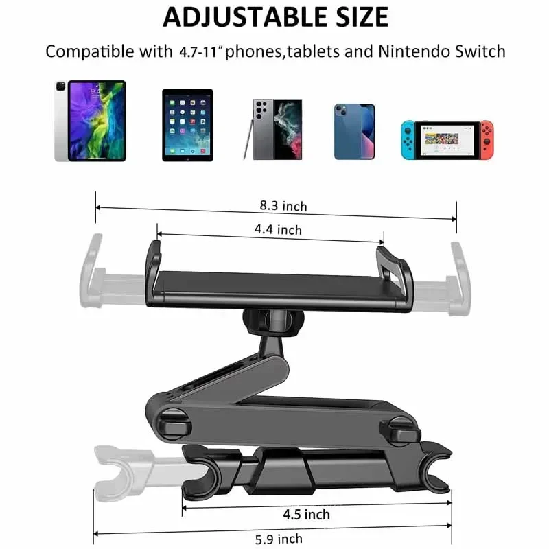 Uniwersalny uchwyt samochodowy na zagłówek tylnego siedzenia do iPada Air 4-11 cali Obrót o 360 stopni mini tablet PC Stojak samochodowy na telefon