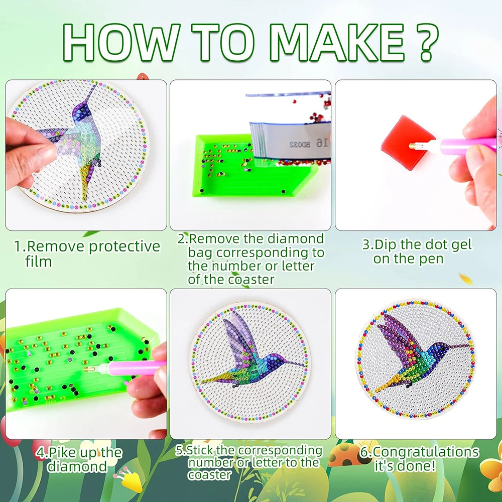 10 قطعة مجموعة الوقايات الطائر الطنان مع حامل القط باو الجمجمة ماندالا الماس الفن الوقايات الاطفال لوازم الحرفية هدية