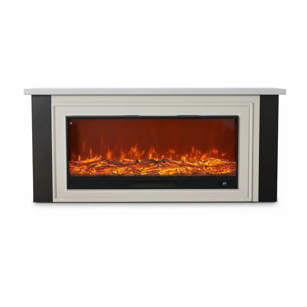 Built-In Electric Fireplace, 1500W Cold Rolled Steel LED Flame TV Stand, Monochromatic Fireplace Heater Insert, for Living Room