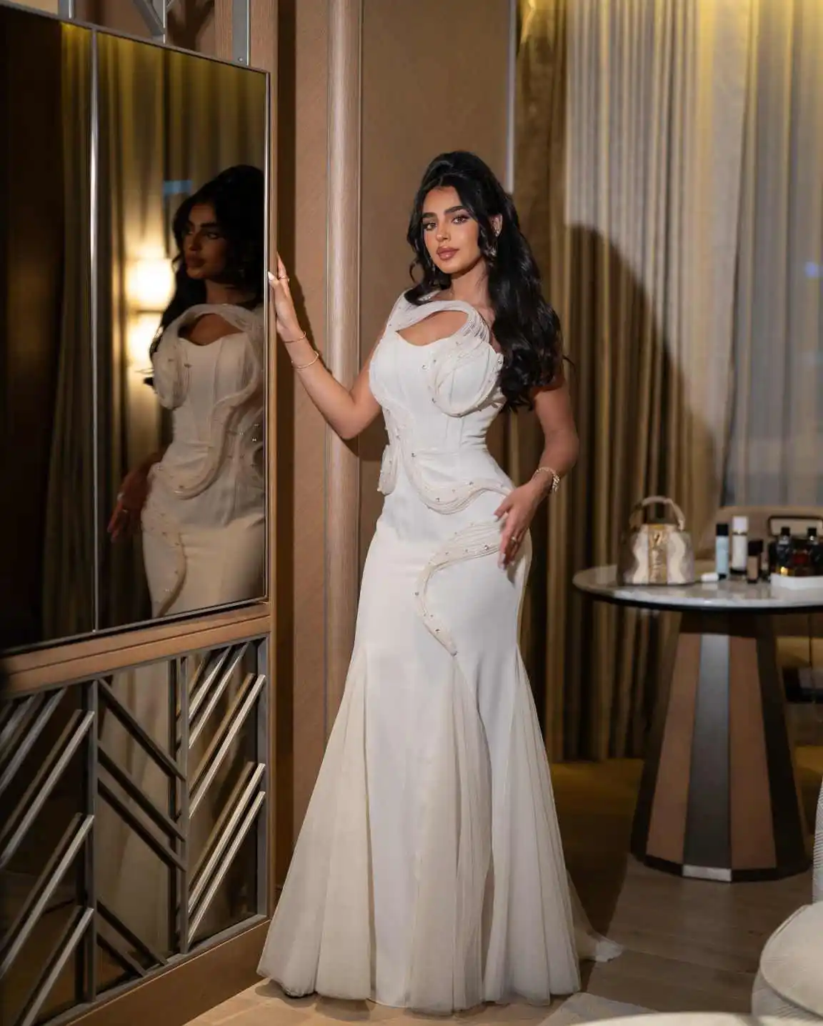 موضة حورية البحر فستان حفلات بكتف واحد فستان سهرة من الساتان ثلاثية الأبعاد-الدانتيل للحفلات الراقصة فستان مثير زي العرائس رداء De Mariée مخصص