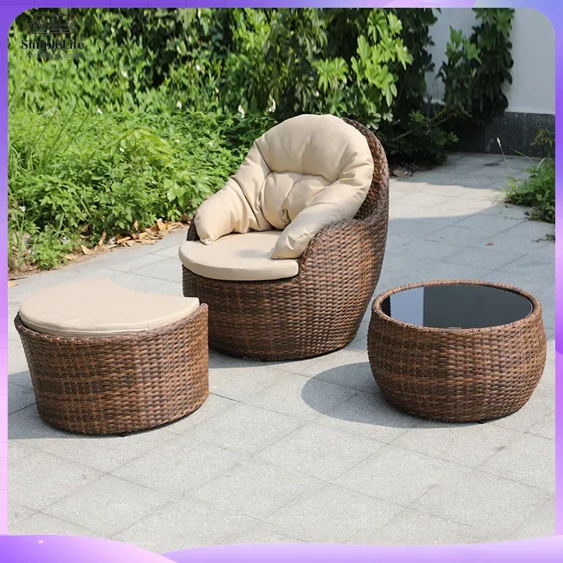Wicker Outdoor Sofa Set for Small Balcony Patio Garden 3 Piece Rattan Lounge Chair with Coffee Table Weatherproof Leisure