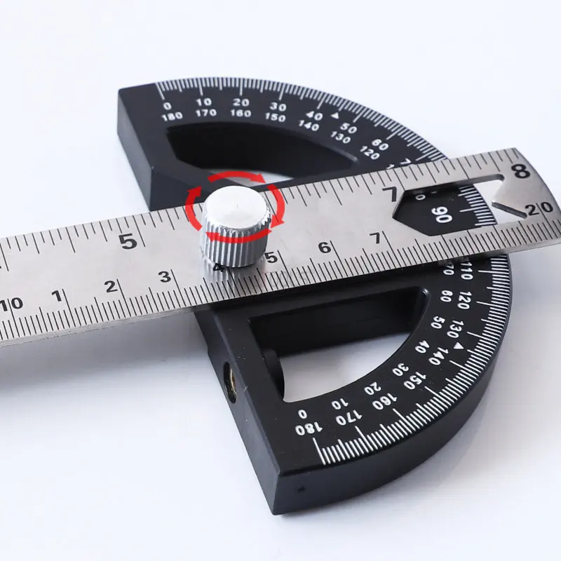 180 degree protractor, metal angle measuring instrument, stainless steel woodworking measuring ruler