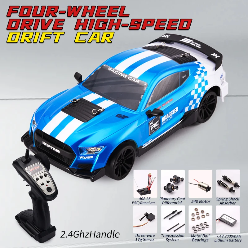 

RC Cars 1/14 48Km/h Drift Racing 2.4G 4WD High Speed Remote Control Model Electric Vehicle Car with Light Xmas Gift for Kids