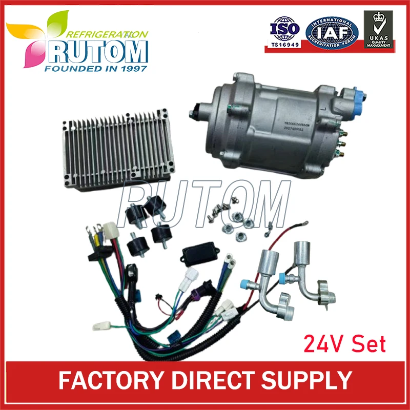 24V DC Electric Air Conditioning Compressor R134a 2200W Comes with a mounting bracket ，DC compressor for vehicle RL23-024 FT02-Y
